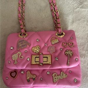 Barbie Pink Quilted Aldo Shoulder Bag with Gold Chain and Charms